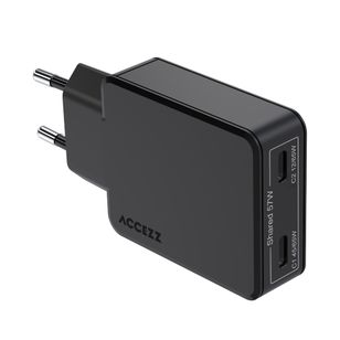 Accezz Ultra Slim GaN Ladegerät - 2x USB-C - 65 W - Schwarz