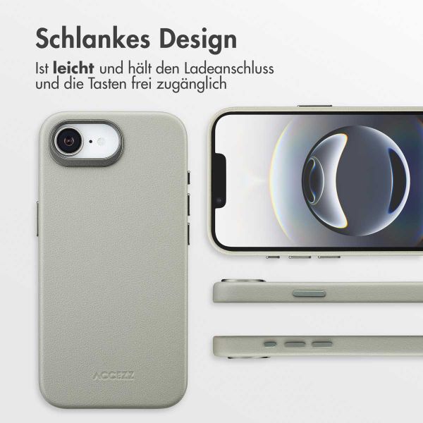 Accezz MagSafe Leather Backcover Apple iPhone 17e / 16e - Light Grey