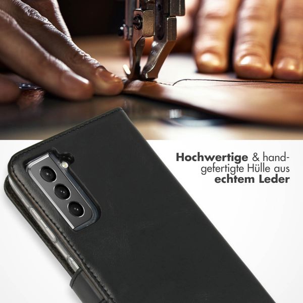 Selencia Echtleder Klapphülle Samsung Galaxy S21 - Schwarz