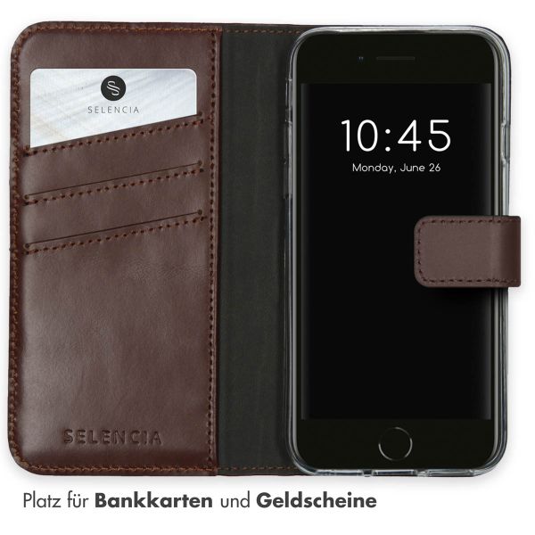 Selencia Echtleder Klapphülle Apple iPhone SE (2022 / 2020) / 8 / 7 / 6(s) - Braun