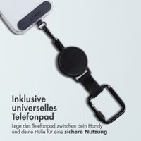 Accezz Ausziehbares Kabel mit Telefonpad und Karabinerhaken - Schwarz