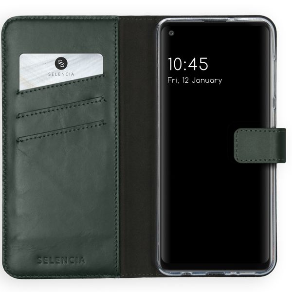 Selencia Echtleder Klapphülle Samsung Galaxy A21s - Grün