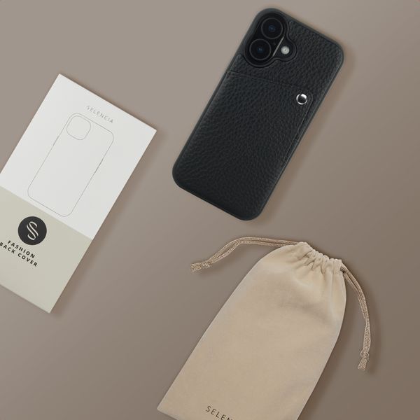 Selencia Riva Back Cover mit Kartenfach Apple iPhone 16 - Schwarz