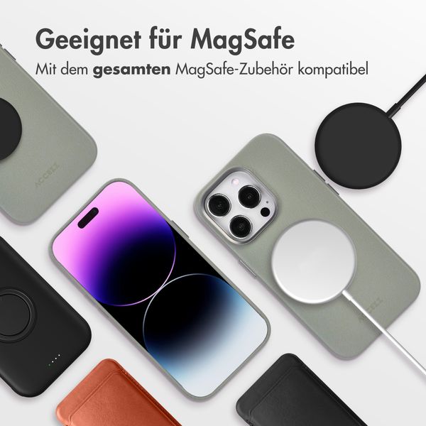 Accezz MagSafe Leather Backcover Apple iPhone 14 Pro - Light Grey
