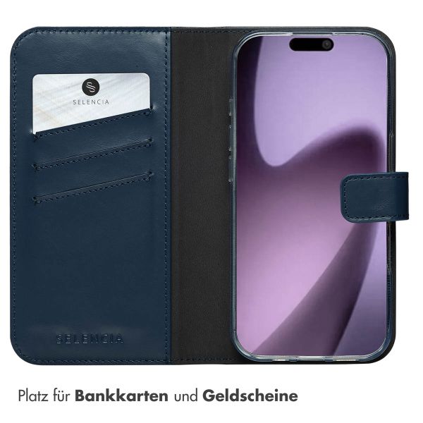 Selencia Echtleder Klapphülle Apple iPhone 17 - Blau