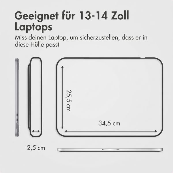 Accezz Leather Laptop Hülle mit Reißverschluss 13-14 Zoll - Laptop Sleeve - Schwarz