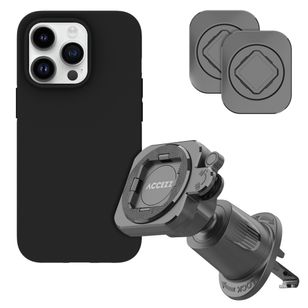 Accezz EasyLock Handyhalterung Auto - Inklusive Hülle für das Apple iPhone 14 Pro - Lüftungsgitter -  360 Grad drehbar - Schwarz