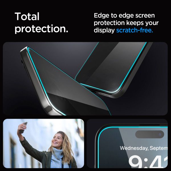 Spigen GLAStR Privacy EZ Fit Displayschutzfolie + Applicator - 2er-Pack Apple iPhone 15 Pro Max