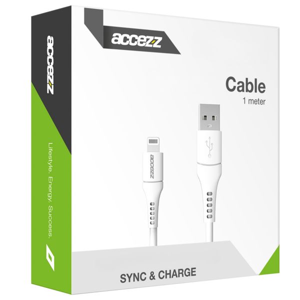 Accezz MFI-zertifiziertes Lightning- auf USB-Kabel - 1 m - Schwarz