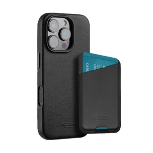 Accezz Echtleder Hülle + MagSafe Wallet Apple iPhone 16 Pro - Onyx Black