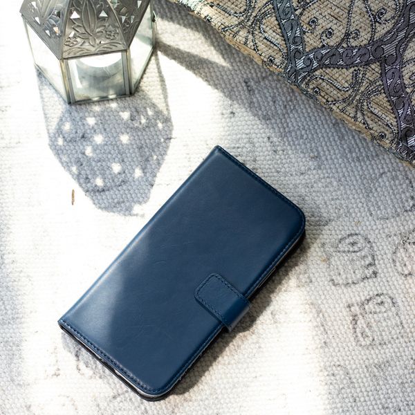 Selencia Echtleder Klapphülle Samsung Galaxy A12 - Blau
