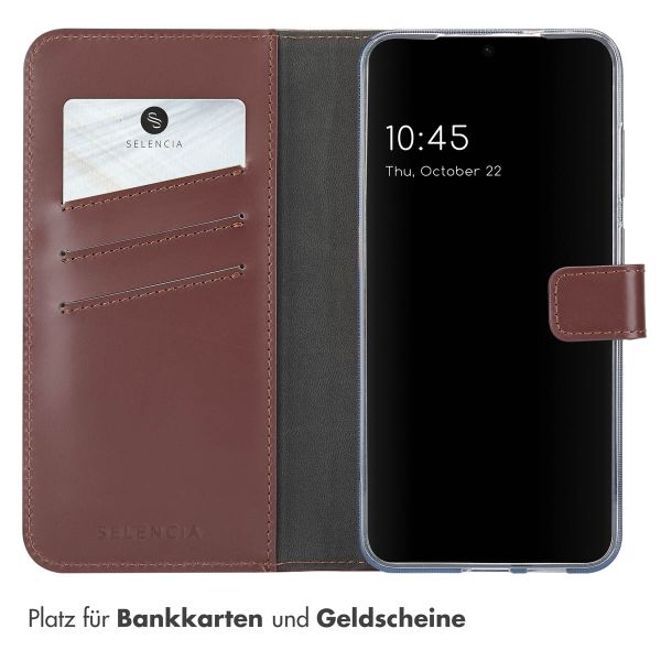 Selencia Echtleder Klapphülle Samsung Galaxy S25 - Dunkelbraun