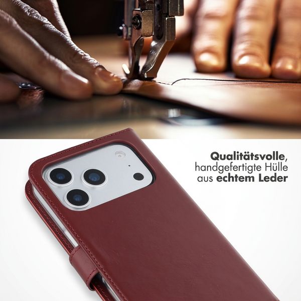 Selencia Echtleder Klapphülle Apple iPhone 17 Pro Max - Burgundy
