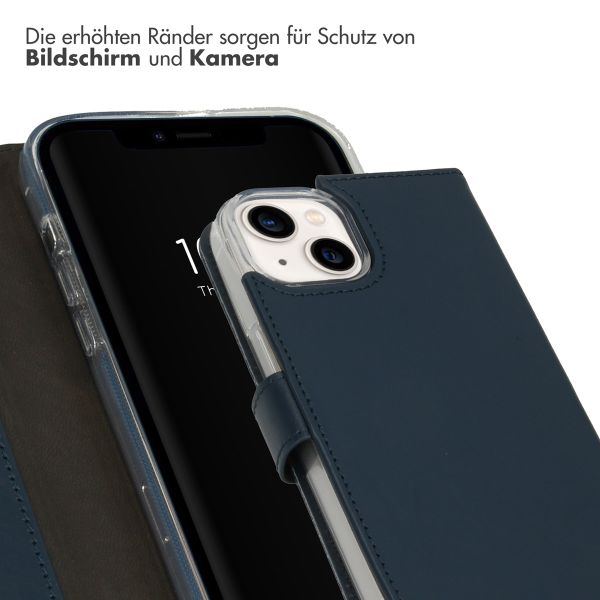 Selencia Echtleder Klapphülle Apple iPhone 14 - Blau