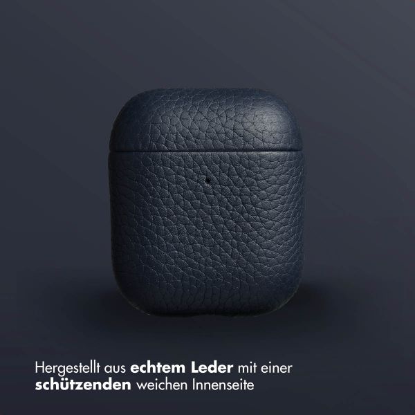 Accezz Echtleder Case  Apple AirPods 1 / 2 - Dunkelblau