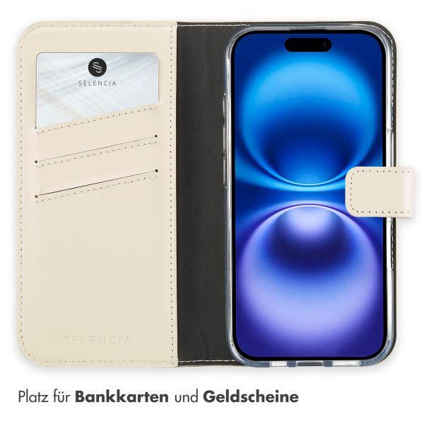 Selencia Echtleder Klapphülle Apple iPhone 16 - Greige