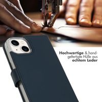 Selencia Echtleder Klapphülle Apple iPhone 14 - Blau