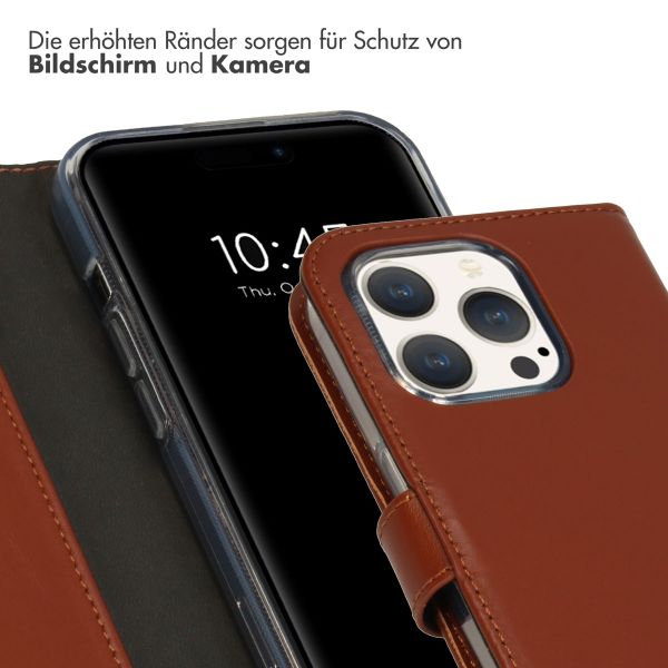 Selencia Echtleder Klapphülle Apple iPhone 15 Pro - Hellbraun