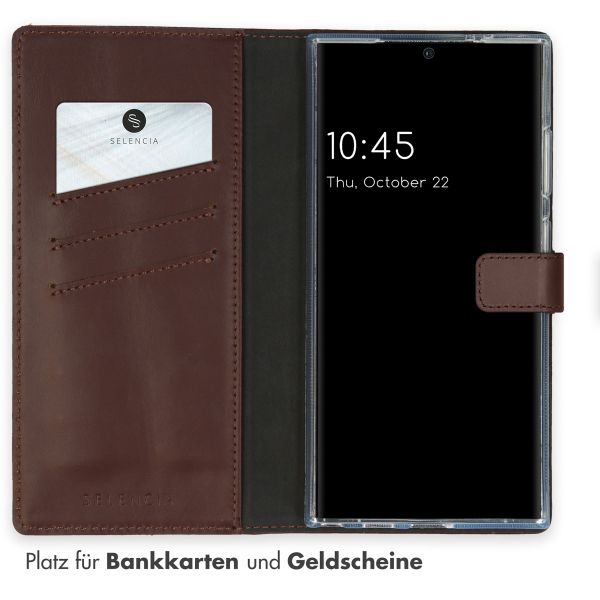 Selencia Echtleder Klapphülle Samsung Galaxy S24 Ultra - Dunkelbraun