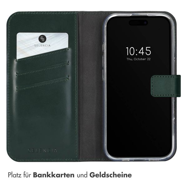 Selencia Echtleder Klapphülle Apple iPhone 16 Pro - Grün