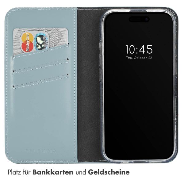 Selencia Echtleder Klapphülle Apple iPhone 16 Plus - Air Blue