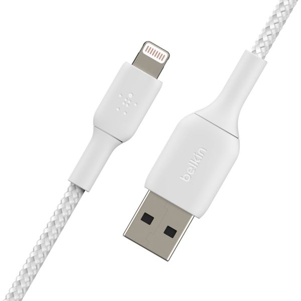 Belkin BoostCharge Pro Braided Lightning auf USB-A Kabel - 0,15 Meter - Weiß