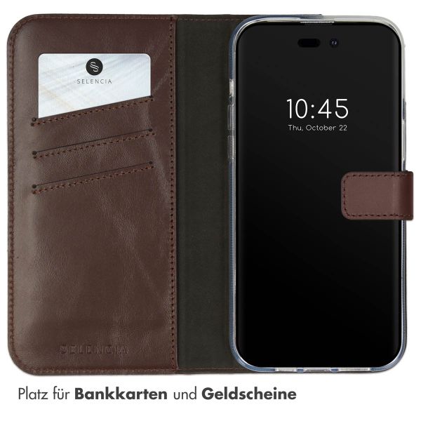 Selencia Echtleder Klapphülle Apple iPhone 14 Pro Max - Braun