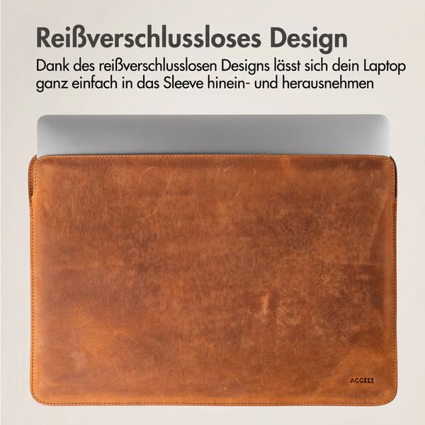 Accezz Leder Laptop Hülle 13 Zoll - Laptop Sleeve - Cognac