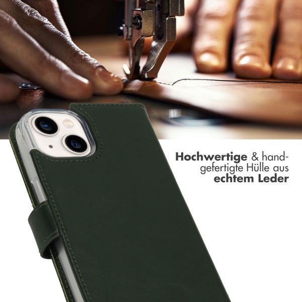 Selencia Echtleder Klapphülle Apple iPhone 14 - Grün