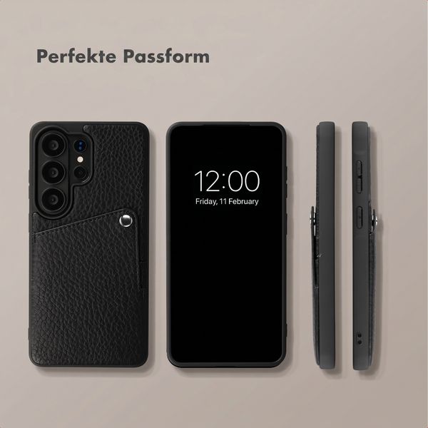 Selencia Riva Back Cover mit Kartenfach Samsung Galaxy S26 Ultra - Schwarz
