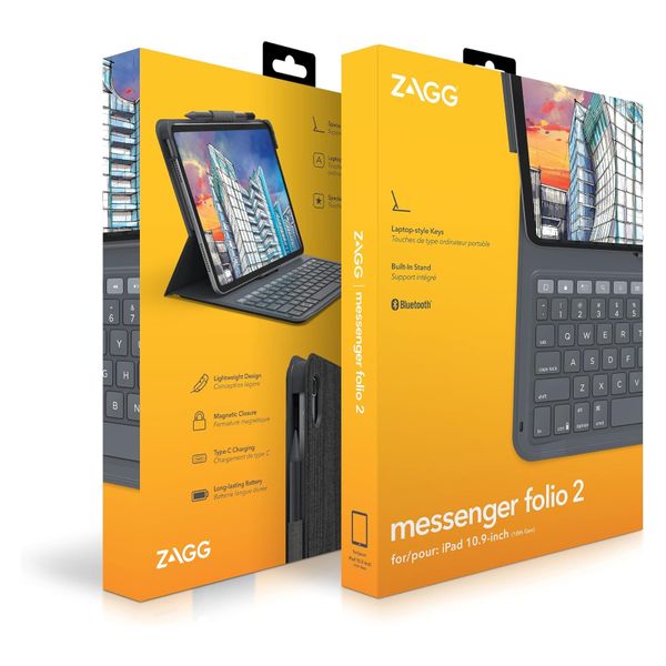 ZAGG Messenger Folio 2 Tastaturhülle Apple iPad 11 (2025) 11 Zoll A16 / iPad 10 (2022) 10.9 Zoll - QWERTZ / DE - Schwarz