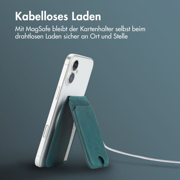 Accezz Vintage Leder MagSafe Kartenhalter mit Ständer - Smokey Green