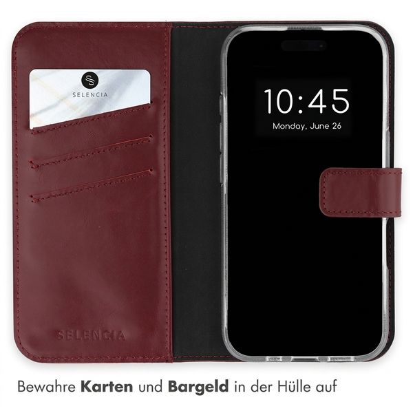 Selencia Echtleder Klapphülle Apple iPhone 16 - Burgundy