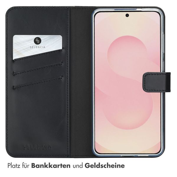 Selencia Echtleder Klapphülle Samsung Galaxy S25 Edge - Schwarz