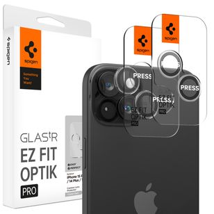 Spigen Optik Pro EZ Fit Lens Protector - Kameralinsenschutz (2er-Pack) für das Apple iPhone 15 / 15 Plus - Crystal Clear