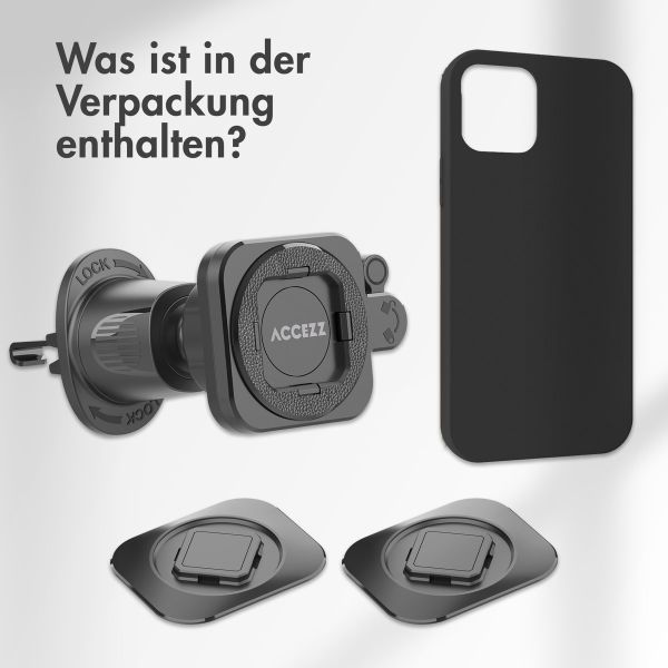 Accezz EasyLock Handyhalterung Auto - Inklusive Hülle für das Apple iPhone 15 - Lüftungsgitter -  360 Grad drehbar - Schwarz