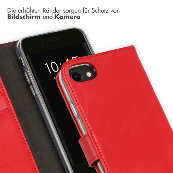 Selencia Echtleder Klapphülle Apple iPhone SE (2022 / 2020) / 8 / 7 / 6(s) - Rot