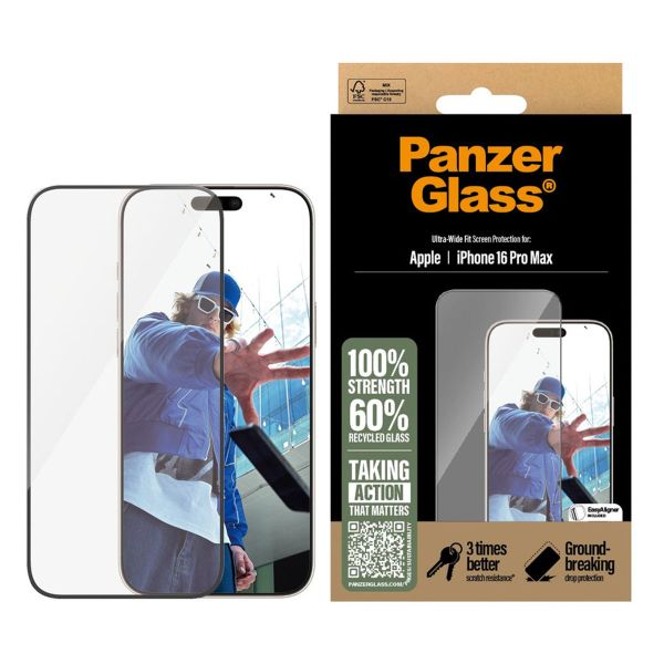 PanzerGlass Ultra-Wide Fit Antibakterieller Displayschutz Apple iPhone 16 Pro Max