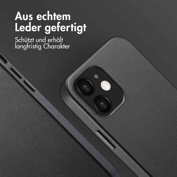 Accezz MagSafe Leather Backcover Apple iPhone 12 (Pro) - Onyx Black