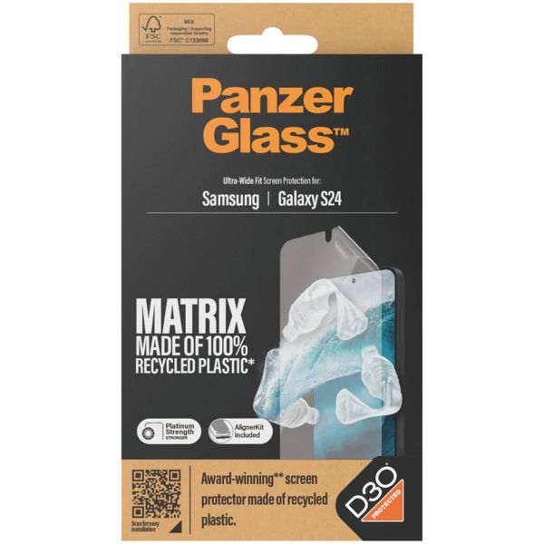 PanzerGlass Ultra Wide Fit Recycelter Antibakterieller Screen Protector Matrix inkl. Applikator Samsung Galaxy S24