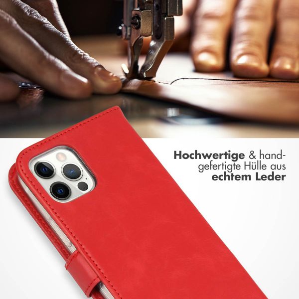 Selencia Echtleder Klapphülle Apple iPhone 12 (Pro) - Rot