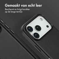 Accezz Echtleder Hülle + MagSafe Wallet Apple iPhone 17 Pro - Onyx Black