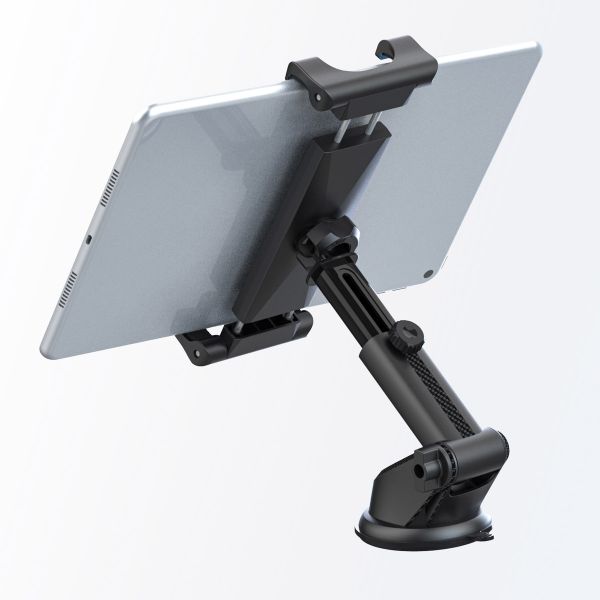 Accezz Tablet halterung Auto - Armaturenbrett und Windschutzscheibe - Verstellbar - Universal - Schwarz