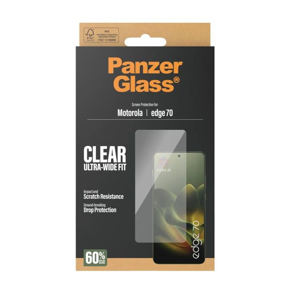 PanzerGlass Ultra-Wide Fit Antibakterieller Displayschutz mit Applikator Motorola Edge 70