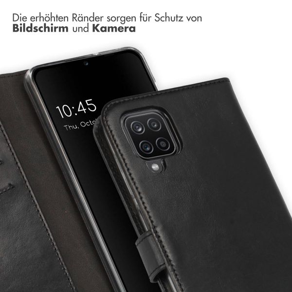 Selencia Echtleder Klapphülle Samsung Galaxy A12 - Schwarz