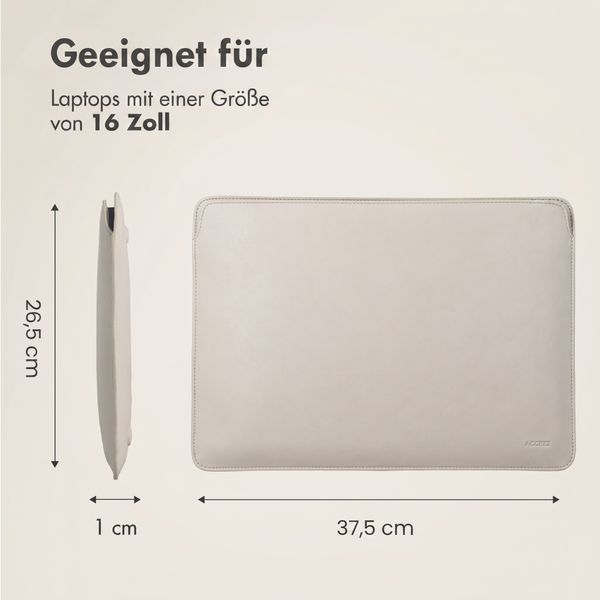Accezz Leder Laptop Hülle 16 Zoll - Laptop Sleeve - Beige