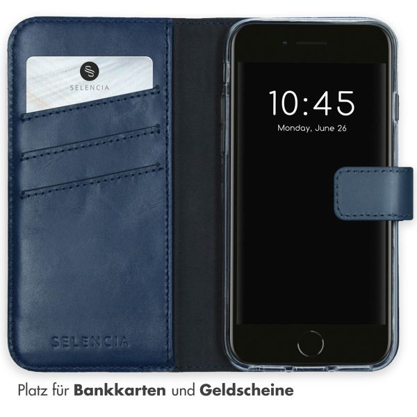 Selencia Echtleder Klapphülle Apple iPhone SE (2022 / 2020) / 8 / 7 / 6(s) - Blau
