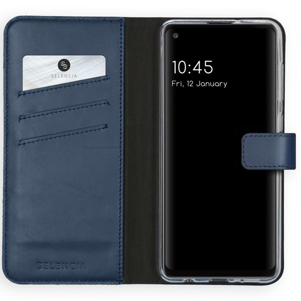 Selencia Echtleder Klapphülle Samsung Galaxy A21s - Blau