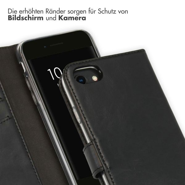 Selencia Echtleder Klapphülle Apple iPhone SE (2022 / 2020) / 8 / 7 / 6(s) - Schwarz