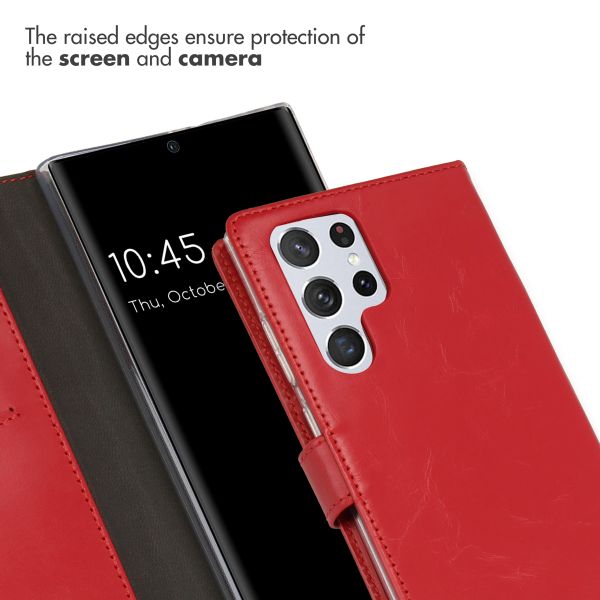 Selencia Echtleder Klapphülle Samsung Galaxy S22 Ultra - Rot